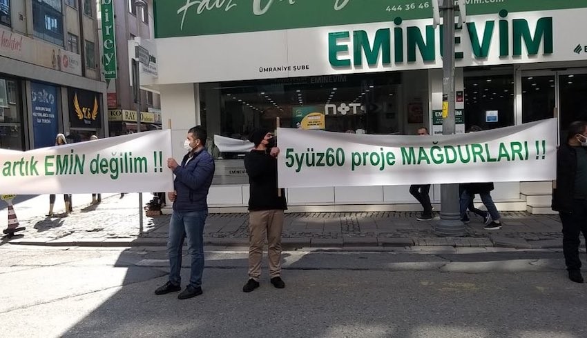 Eminevim mağdurları eylem yaptı! Tapumuzu istiyoruz